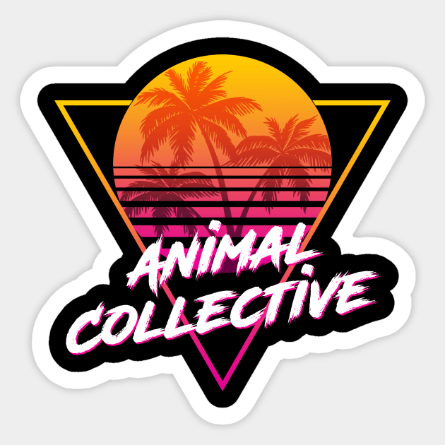 Animal Collective - Proud Name Retro 80s Sunset Aesthetic Design Sticker by DorothyMayerz Base